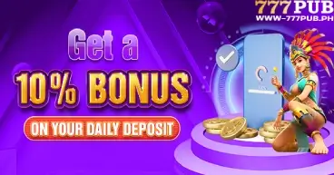 777 Pub Daily deposit bonus of 10%